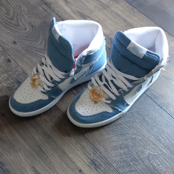 Nike Air Force Shoes - Nike Denim Blue and White High-Tops